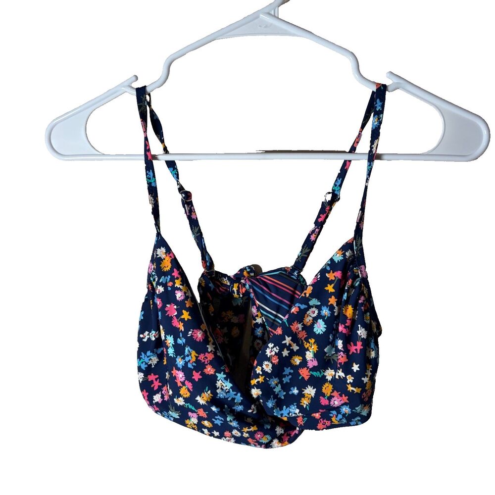 Vera Bradley Swim Bikini Top Women's Small Floral Striped Reversible Colorful